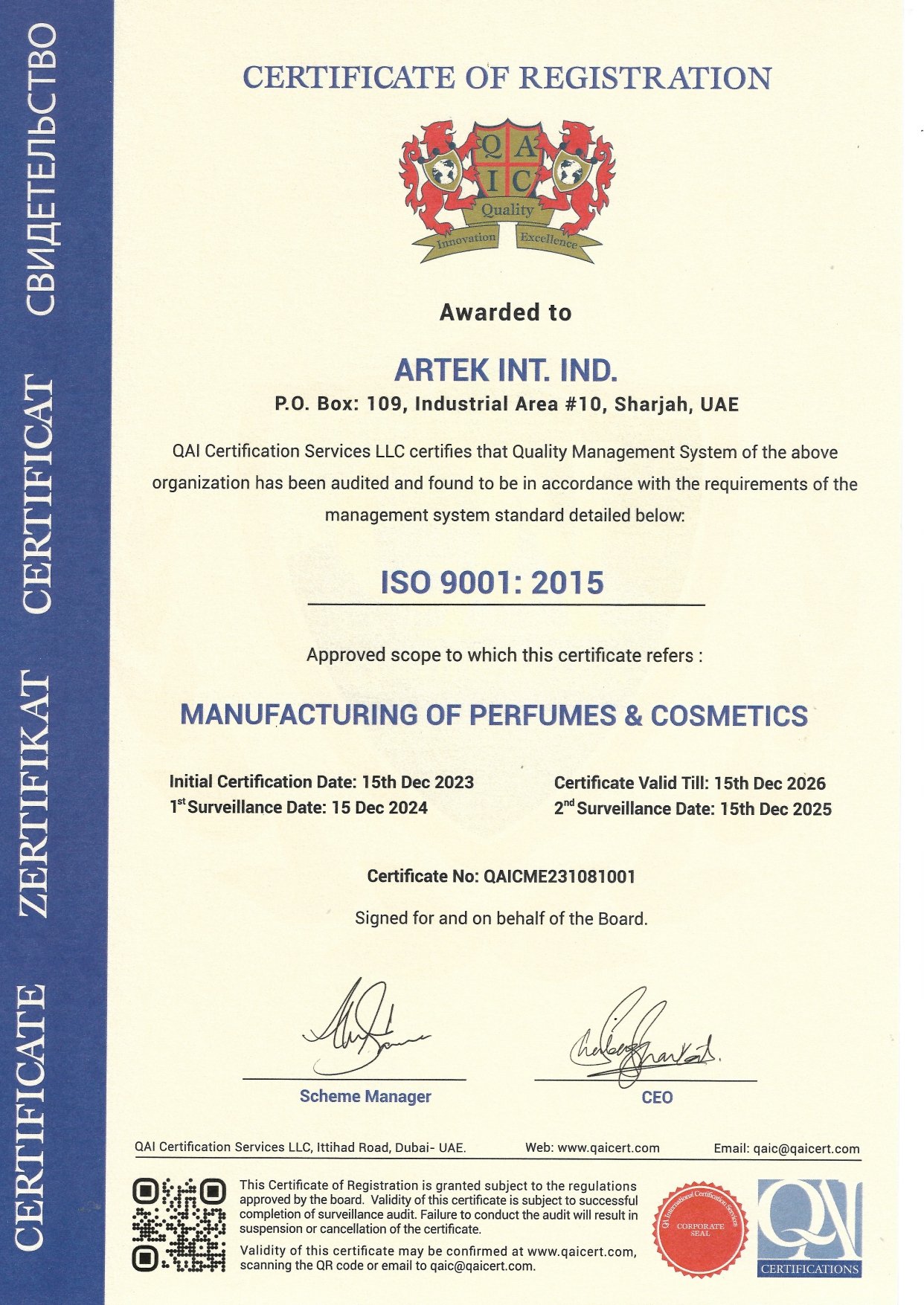ISO 9001 CERTIFICATE